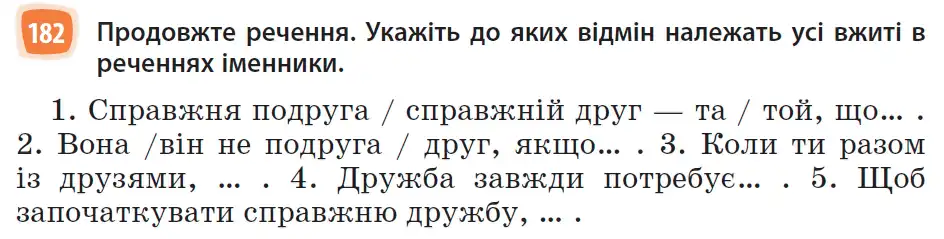 Зображення умови вправи номер 182 з підручника Українська Мова 6 клас Голуб