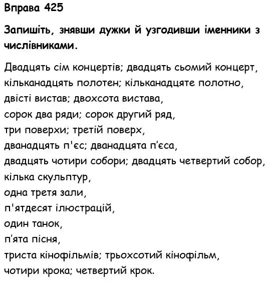Зображення розв'язку вправи номер 425 з ГДЗ Українська Мова 6 клас Голуб