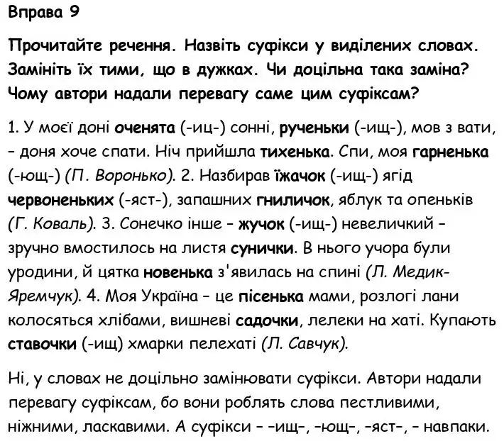 Зображення розв'язку вправи номер 9 з ГДЗ Українська Мова 6 клас Голуб