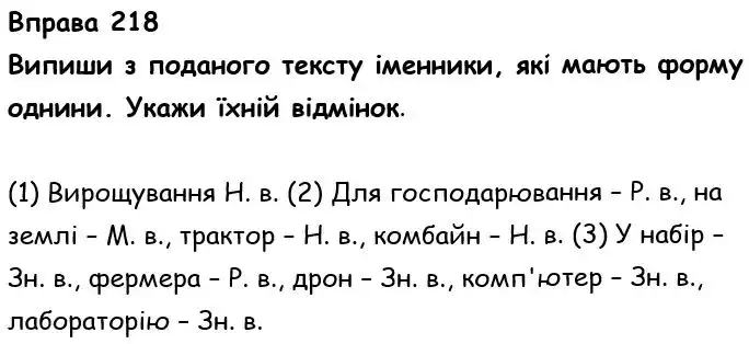 Зображення розв'язку вправи номер 218 з ГДЗ Українська Мова 6 клас Онатій