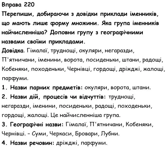 Зображення розв'язку вправи номер 220 з ГДЗ Українська Мова 6 клас Онатій