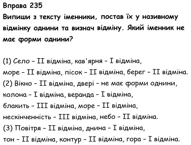 Зображення розв'язку вправи номер 235 з ГДЗ Українська Мова 6 клас Онатій