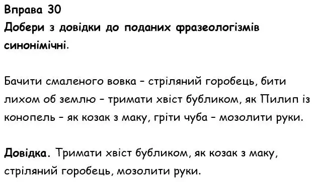 Зображення розв'язку вправи номер 30 з ГДЗ Українська Мова 6 клас Онатій