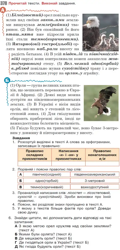 Зображення умови вправи номер 378 з підручника Українська Мова 6 клас Онатій
