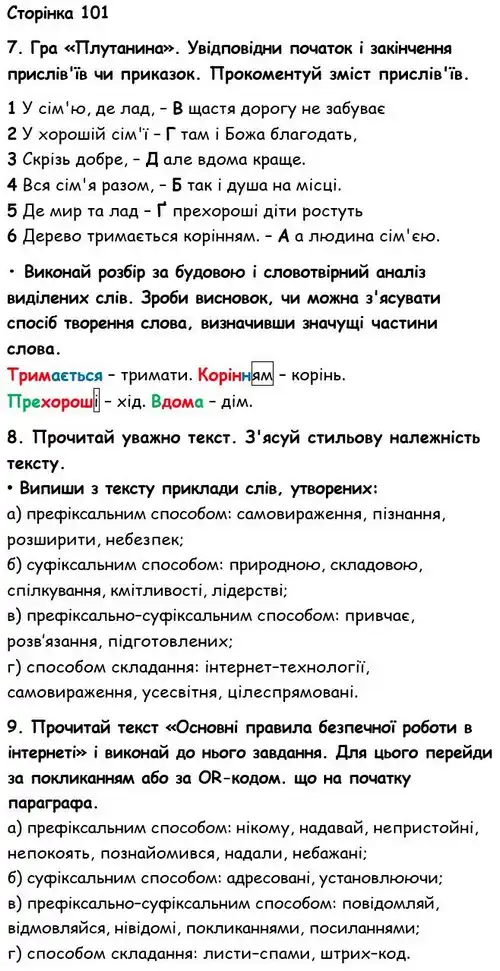 Зображення розв'язку вправи сторінку 101 з ГДЗ Українська Мова 6 клас Семеног