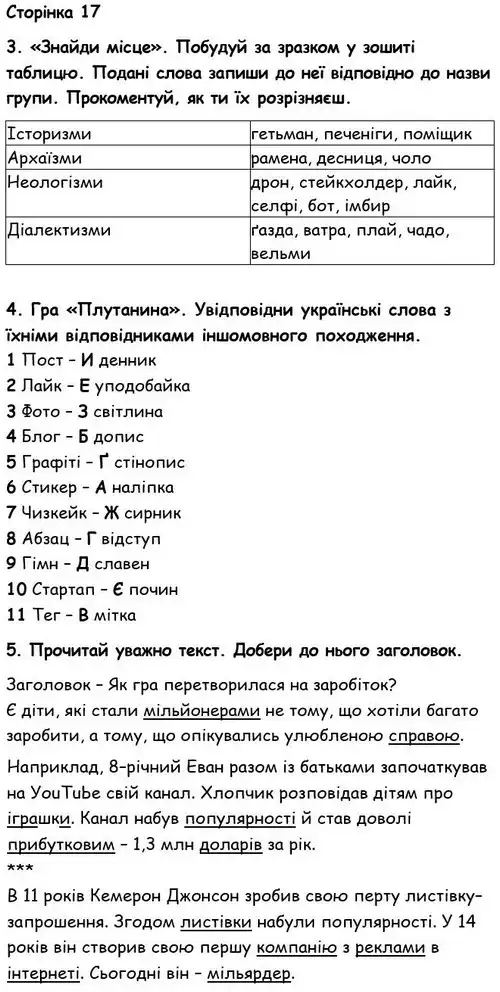 Зображення розв'язку вправи номер 17 з ГДЗ Українська Мова 6 клас Семеног