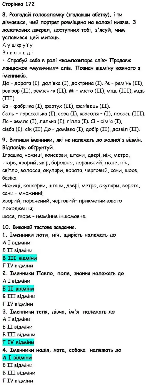Зображення розв'язку вправи сторінку 172 з ГДЗ Українська Мова 6 клас Семеног