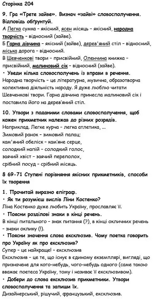 Зображення розв'язку вправи сторінку 204 з ГДЗ Українська Мова 6 клас Семеног