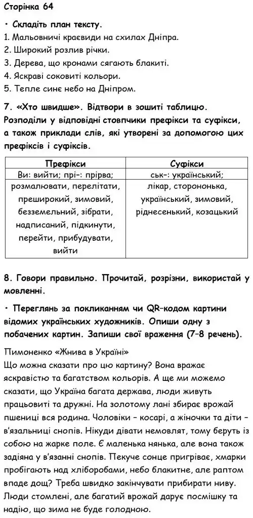 Зображення розв'язку вправи номер 64 з ГДЗ Українська Мова 6 клас Семеног