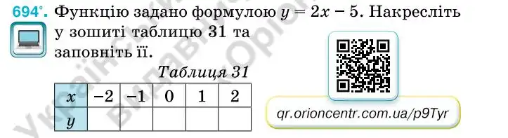 Зображення умови задачі номер 694 з підручника Алгебра 7 клас Тарасенкова