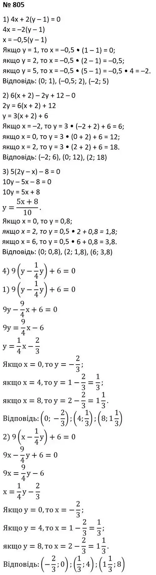 Зображення розв'язку задачі номер 805 з ГДЗ Алгебра 7 клас Тарасенкова