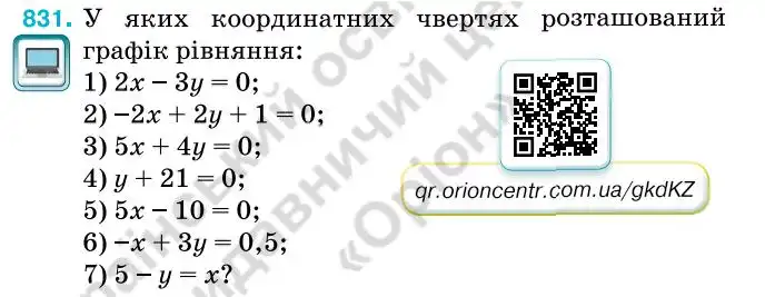 Зображення умови задачі номер 831 з підручника Алгебра 7 клас Тарасенкова