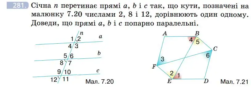 Зображення умови задачі номер 281 з підручника Геометрія 7 клас Бевз