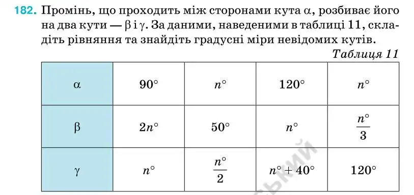 Зображення умови задачі номер 182 з підручника Геометрія 7 клас Бурда