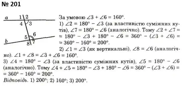Зображення розв'язку задачі номер 201 з ГДЗ Геометрія 7 клас Істер