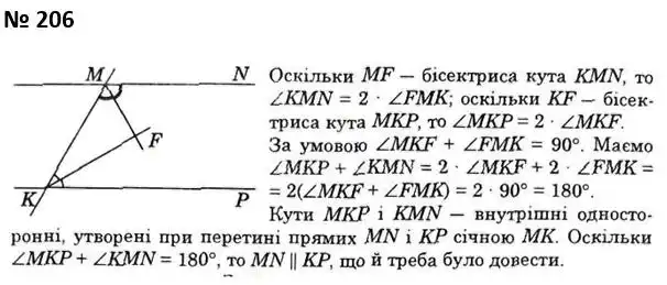 Зображення розв'язку задачі номер 206 з ГДЗ Геометрія 7 клас Істер