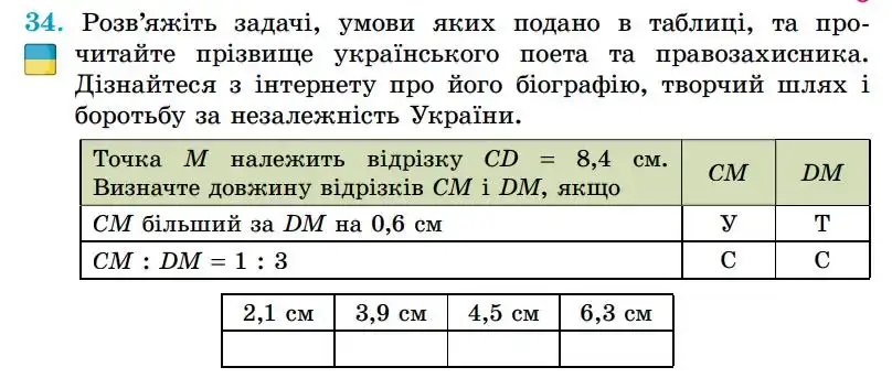 Зображення умови задачі номер 34 з підручника Геометрія 7 клас Істер