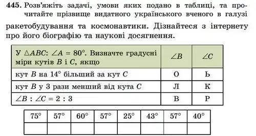 Зображення умови задачі номер 445 з підручника Геометрія 7 клас Істер