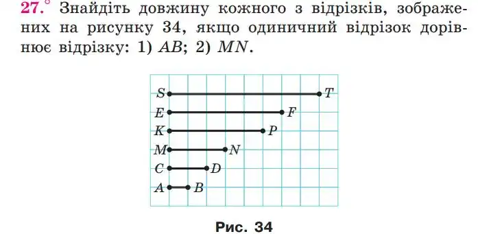 Зображення умови задачі номер 27 з підручника Геометрія 7 клас Мерзляк