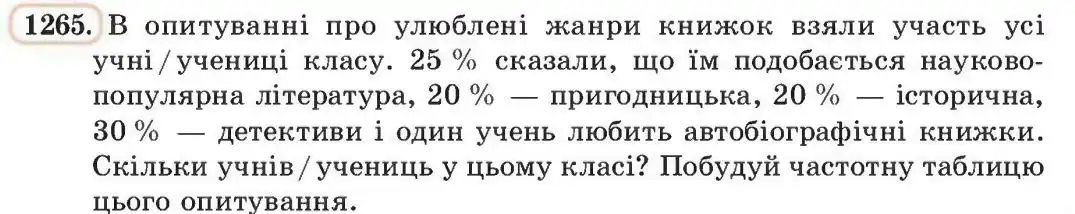 Зображення умови задачі номер 1265 з підручника Алгебра 8 клас Бевз