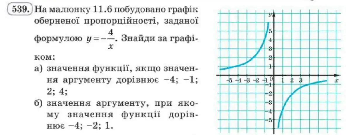 Зображення умови задачі номер 539 з підручника Алгебра 8 клас Бевз