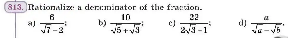 Зображення умови задачі номер 813 з підручника Алгебра 8 клас Бевз