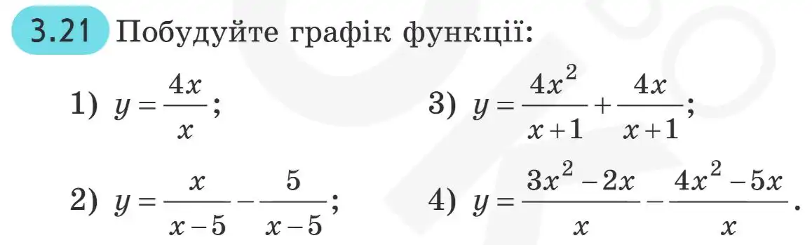 Зображення умови задачі номер 3.21 з підручника Алгебра 8 клас Прокопенко