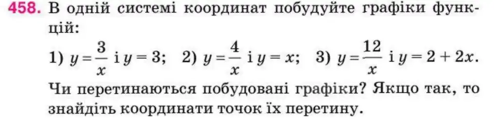 Зображення умови задачі номер 458 з підручника Алгебра 8 клас Тарасенкова