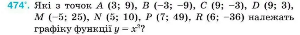 Зображення умови задачі номер 474 з підручника Алгебра 8 клас Тарасенкова