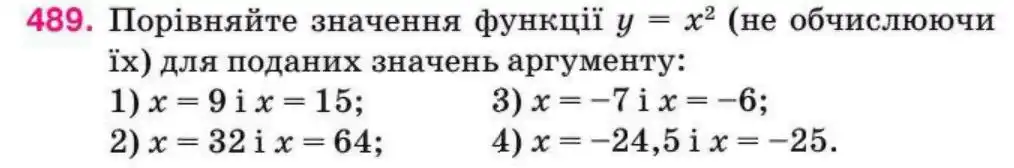 Зображення умови задачі номер 489 з підручника Алгебра 8 клас Тарасенкова