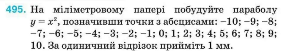 Зображення умови задачі номер 495 з підручника Алгебра 8 клас Тарасенкова