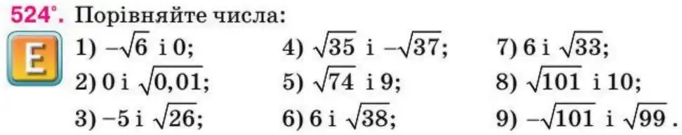 Зображення умови задачі номер 524 з підручника Алгебра 8 клас Тарасенкова