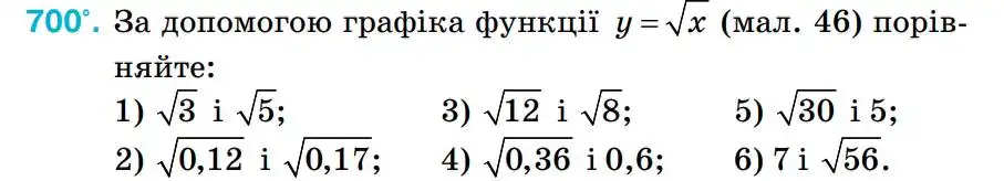 Зображення умови задачі номер 700 з підручника Алгебра 8 клас Тарасенкова