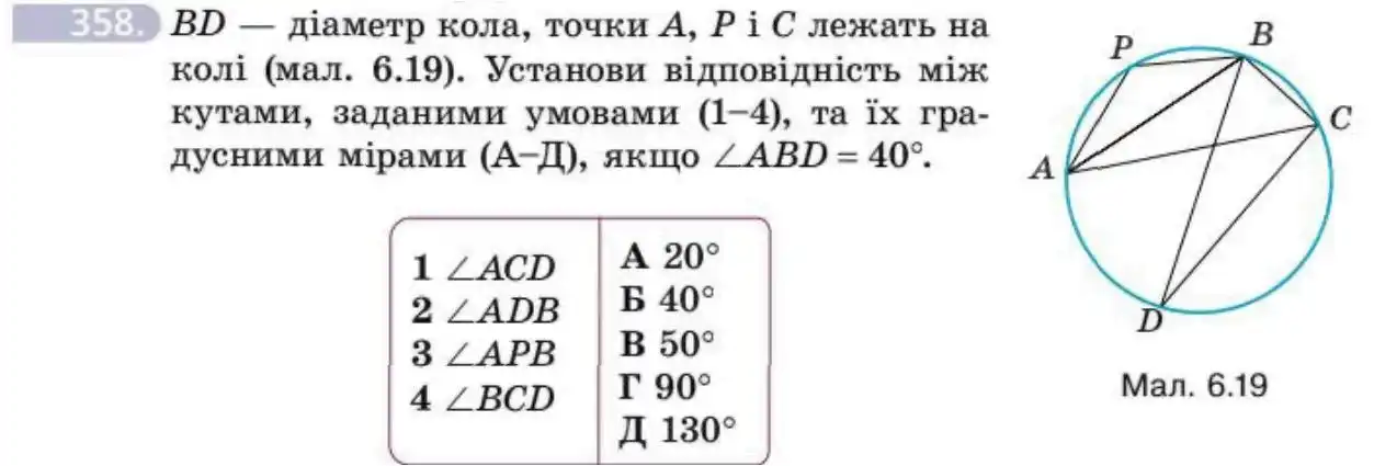 Зображення умови задачі номер 358 з підручника Геометрія 8 клас Бевз