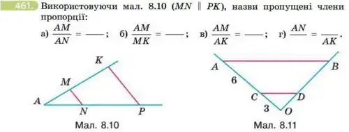 Зображення умови задачі номер 461 з підручника Геометрія 8 клас Бевз