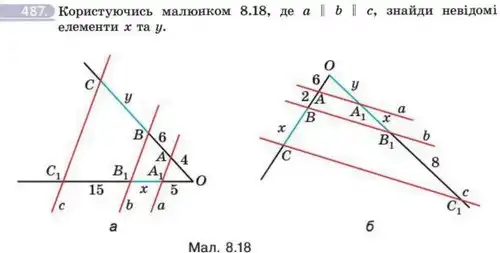 Зображення умови задачі номер 487 з підручника Геометрія 8 клас Бевз