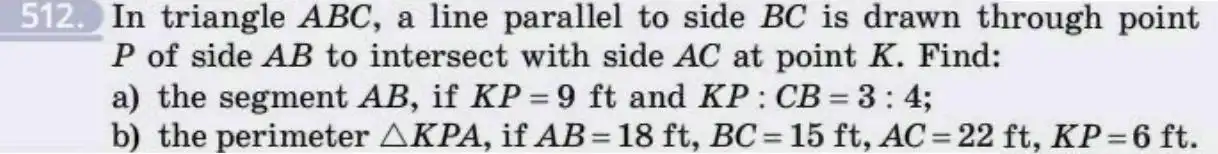 Зображення умови задачі номер 512 з підручника Геометрія 8 клас Бевз