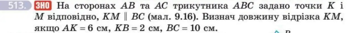 Зображення умови задачі номер 513 з підручника Геометрія 8 клас Бевз
