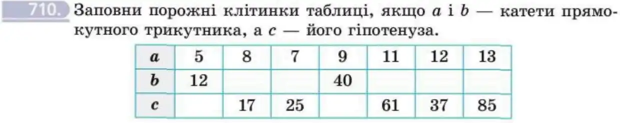 Зображення умови задачі номер 710 з підручника Геометрія 8 клас Бевз