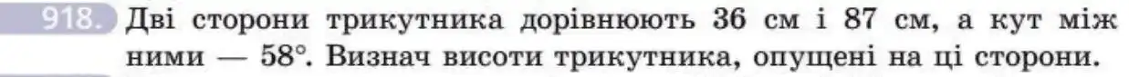 Зображення умови задачі номер 918 з підручника Геометрія 8 клас Бевз