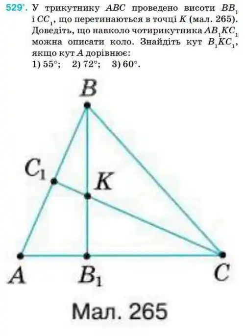 Зображення умови задачі номер 529 з підручника Геометрія 8 клас Бурда