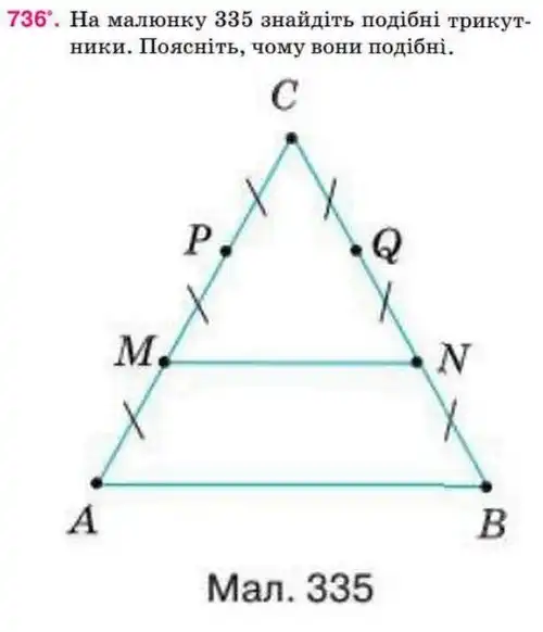 Зображення умови задачі номер 736 з підручника Геометрія 8 клас Бурда