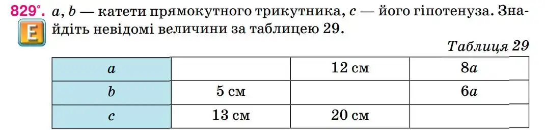 Зображення умови задачі номер 829 з підручника Геометрія 8 клас Бурда