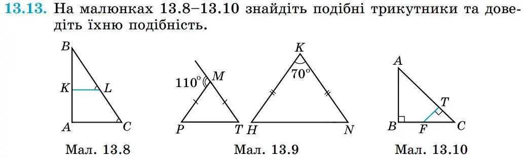 Зображення умови задачі номер 13.13 з підручника Геометрія 8 клас Істер