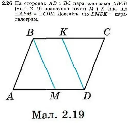 Зображення умови задачі номер 2.26 з підручника Геометрія 8 клас Істер