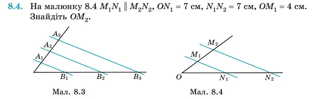 Зображення умови задачі номер 8.4 з підручника Геометрія 8 клас Істер