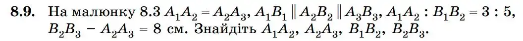 Зображення умови задачі номер 8.9 з підручника Геометрія 8 клас Істер