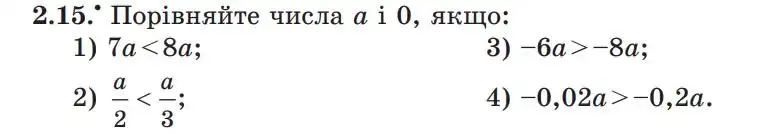 Зображення умови задачі номер 2.15 з підручника Алгебра 9 клас Мерзляк