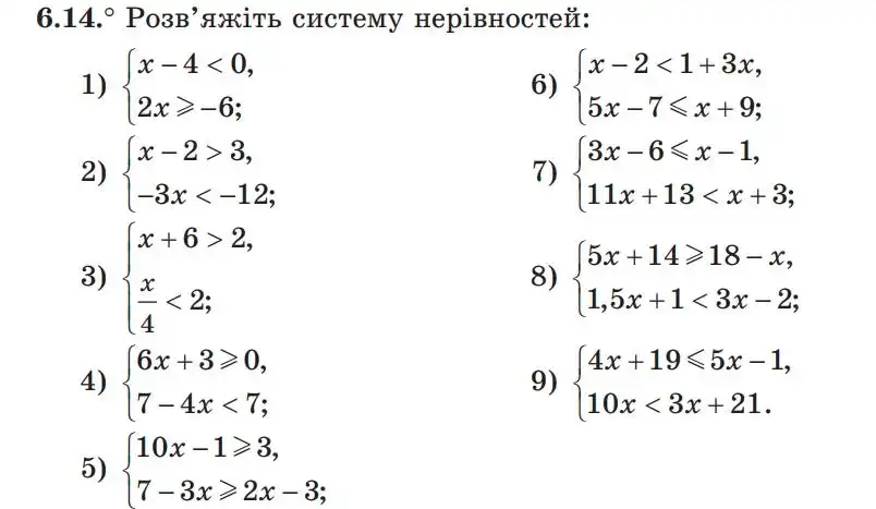 Зображення умови задачі номер 6.14 з підручника Алгебра 9 клас Мерзляк