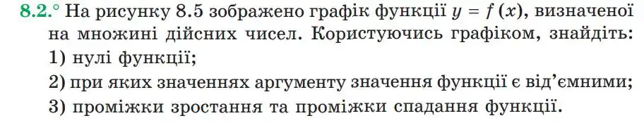 Зображення умови задачі номер 8.2 з підручника Алгебра 9 клас Мерзляк